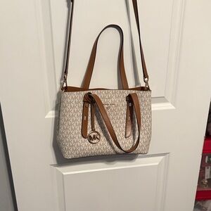 Michael Kors Cream and Tan Shoulder Bag